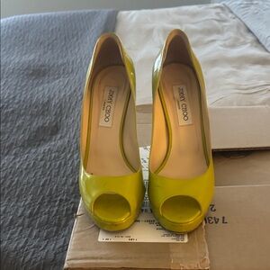 Jimmy Choo Lime Green Peep Toe Heels